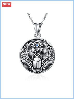 925 Sterling Silver Eye of Horus Pendant Necklace Egyptian Ankh Scarab Amulet